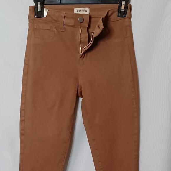 L'AGENCE MARGOT High Rise Skinny Java Coated Jeans. 25 - Picture 6 of 14